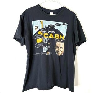 Johnny Cash Vintage Graphic Tee Short Sleeve Band T-Shirt Black